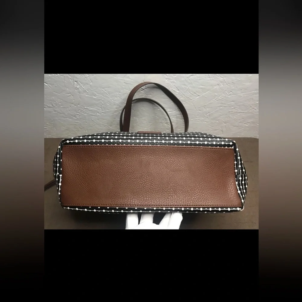 *See Description Fossil Felicity Tote Black White Brown Coated Faux Leather